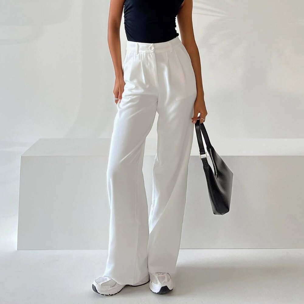 NWOT Princess Polly Archer Trouser Pants, White, Sz 6